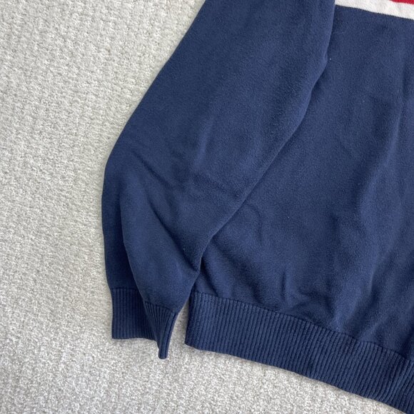 Tommy Hilfiger Sweater Mens L Blue / White / Red Cotton Half Zip Logo Classic - Picture 10 of 12